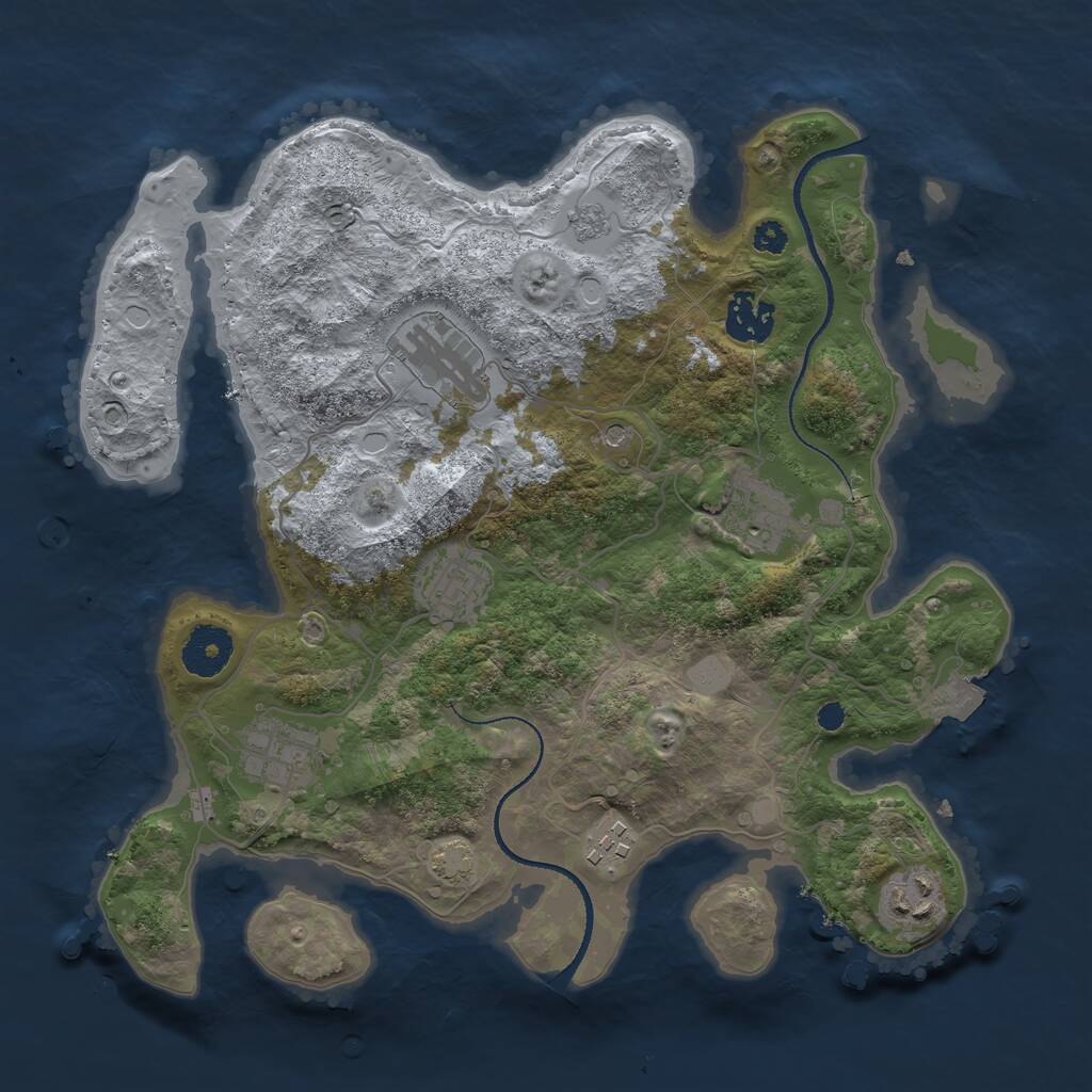 Rust Map: Procedural Map, Size: 3250, Seed: 1912928784, 11 Monuments