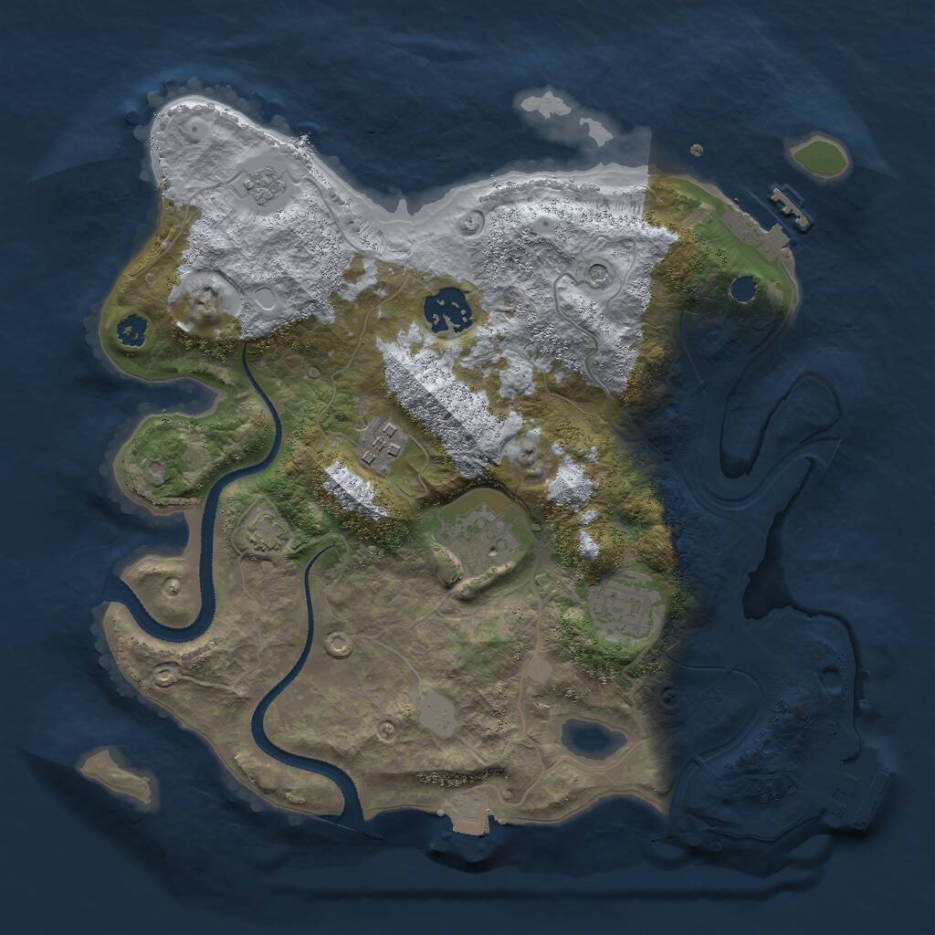 Rust Map: Procedural Map, Size: 3000, Seed: 1299942901, 10 Monuments