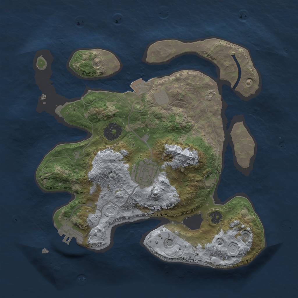 Rust Map: Procedural Map, Size: 2500, Seed: 35132523, 6 Monuments