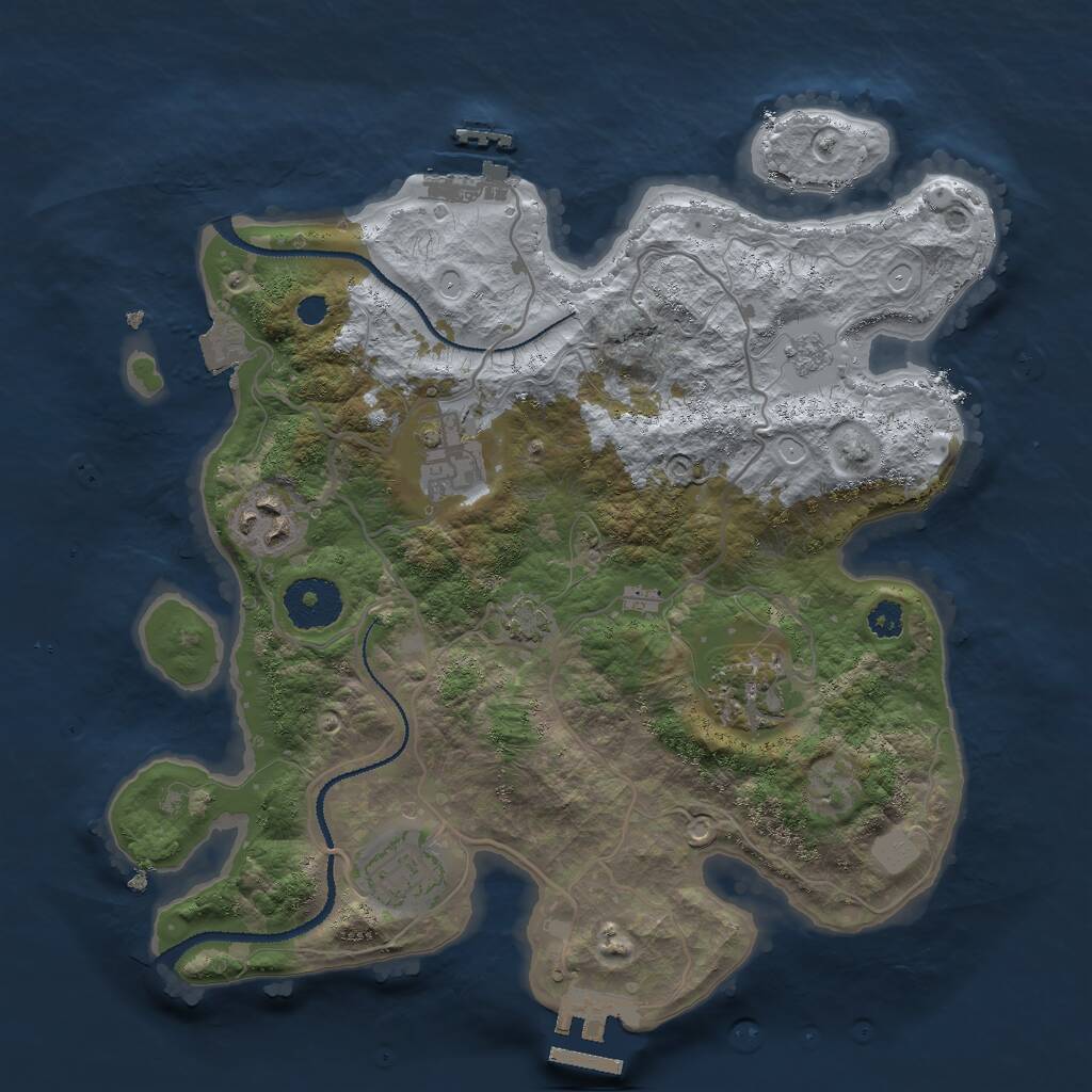 Rust Map: Procedural Map, Size: 3000, Seed: 1059, 9 Monuments