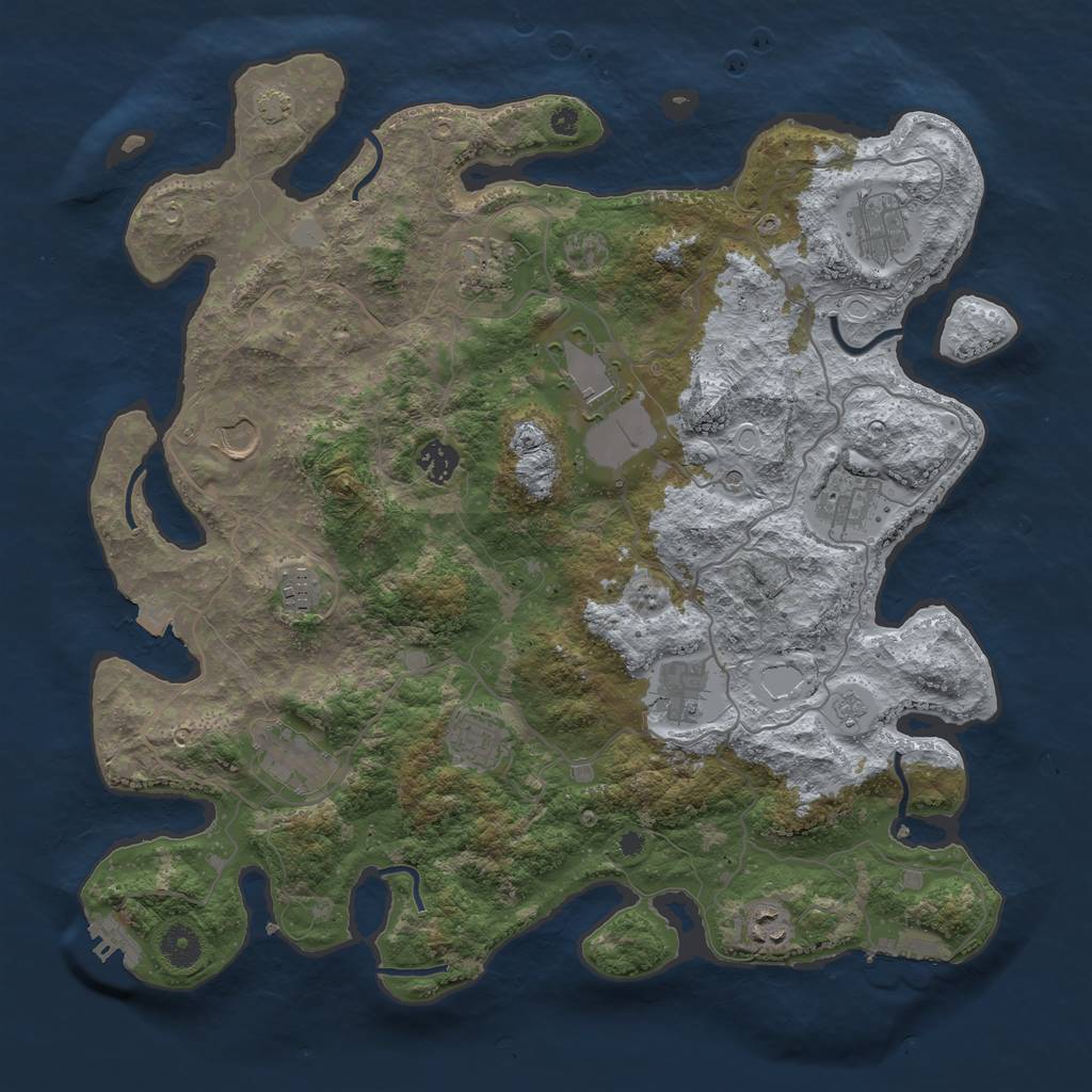 Rust Map: Procedural Map, Size: 4000, Seed: 1038634013, 19 Monuments