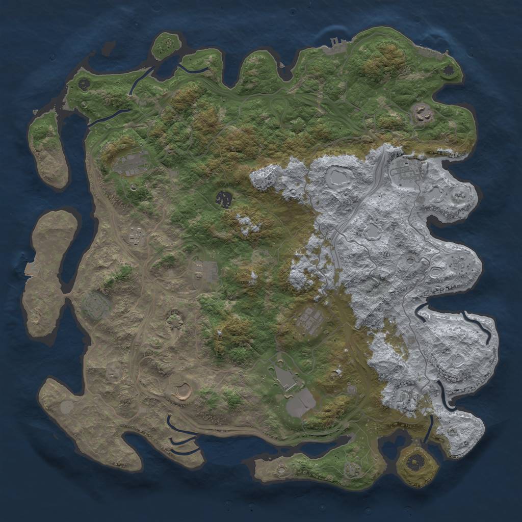 Rust Map: Procedural Map, Size: 4600, Seed: 6735757, 19 Monuments