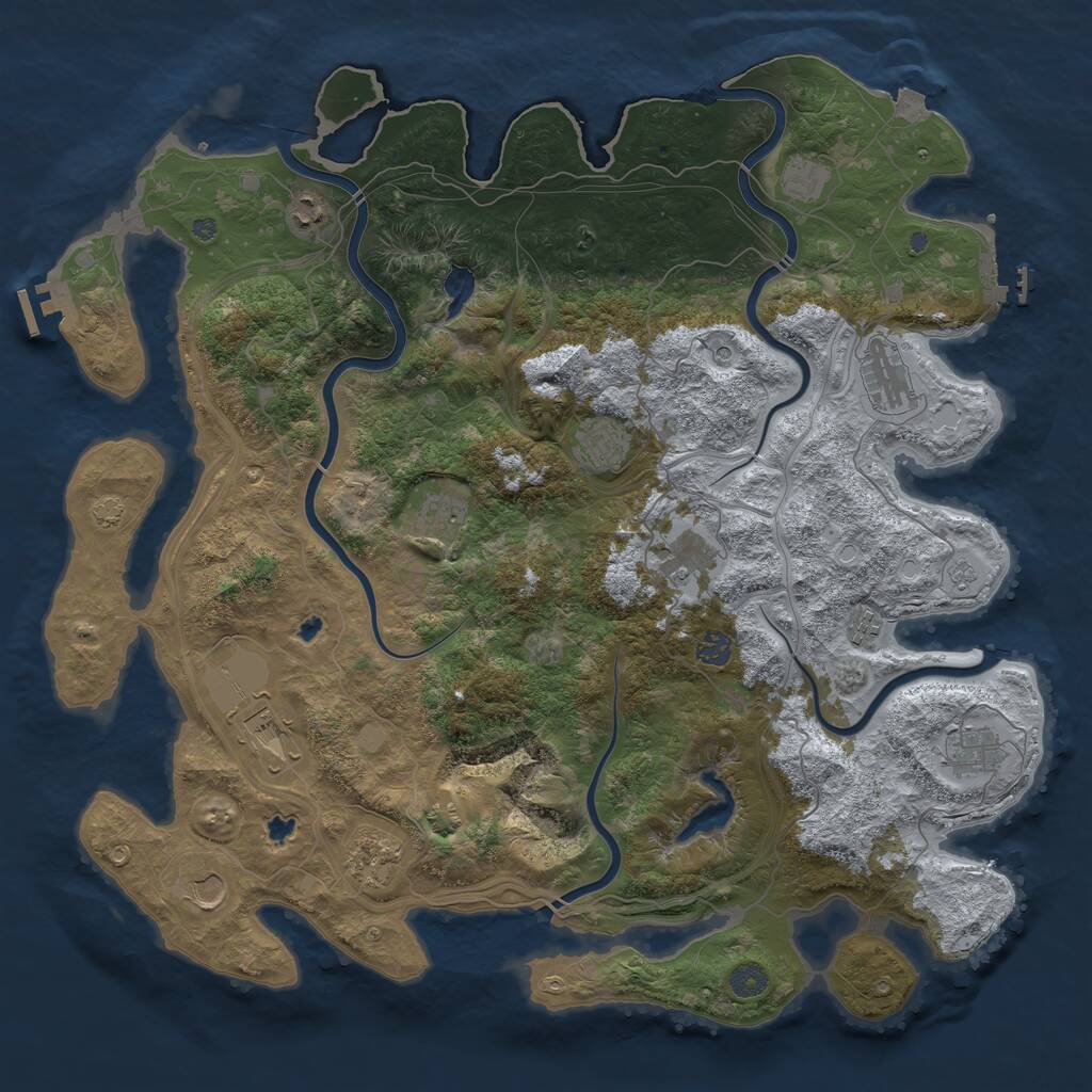 Rust Map: Procedural Map, Size: 4600, Seed: 6735757, 17 Monuments
