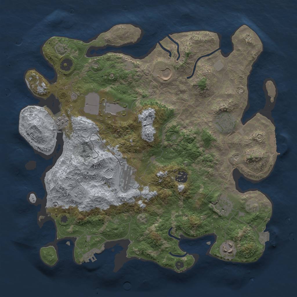 Rust Map: Procedural Map, Size: 3600, Seed: 11601, 16 Monuments