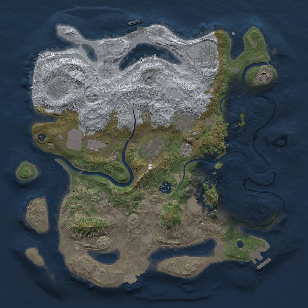 Rust Map: Procedural Map, Size: 3800, Seed: 69866335, 16 Monuments