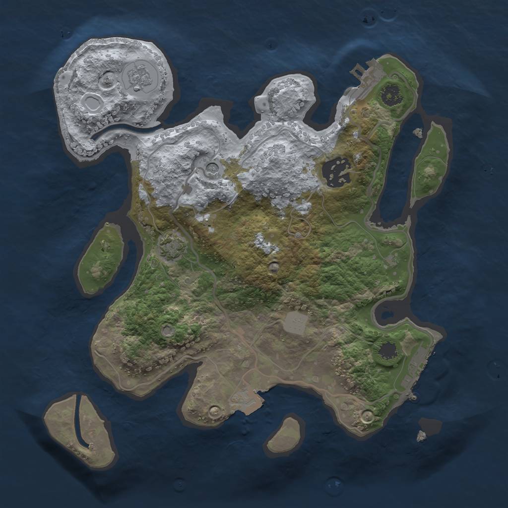 Rust Map: Procedural Map, Size: 2500, Seed: 17762077, 9 Monuments