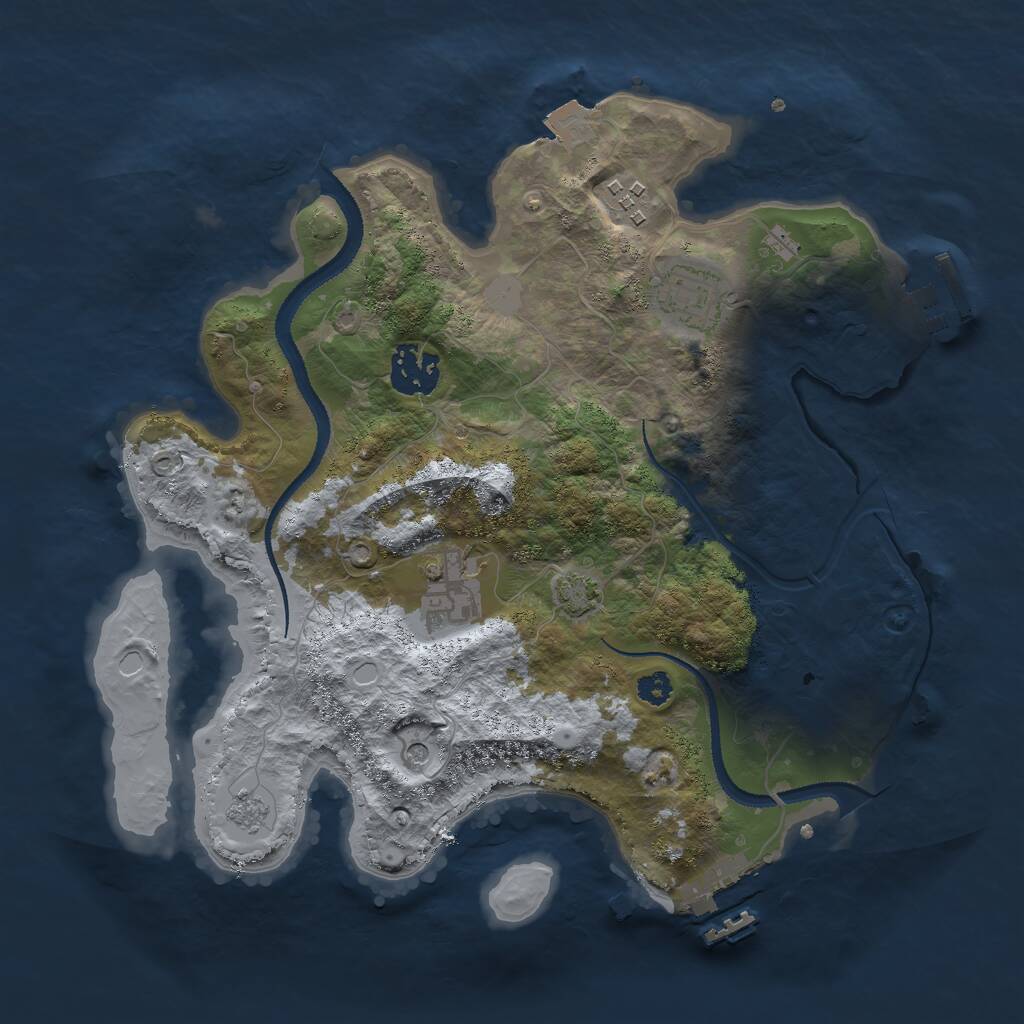 Rust Map: Procedural Map, Size: 3000, Seed: 5251, 10 Monuments