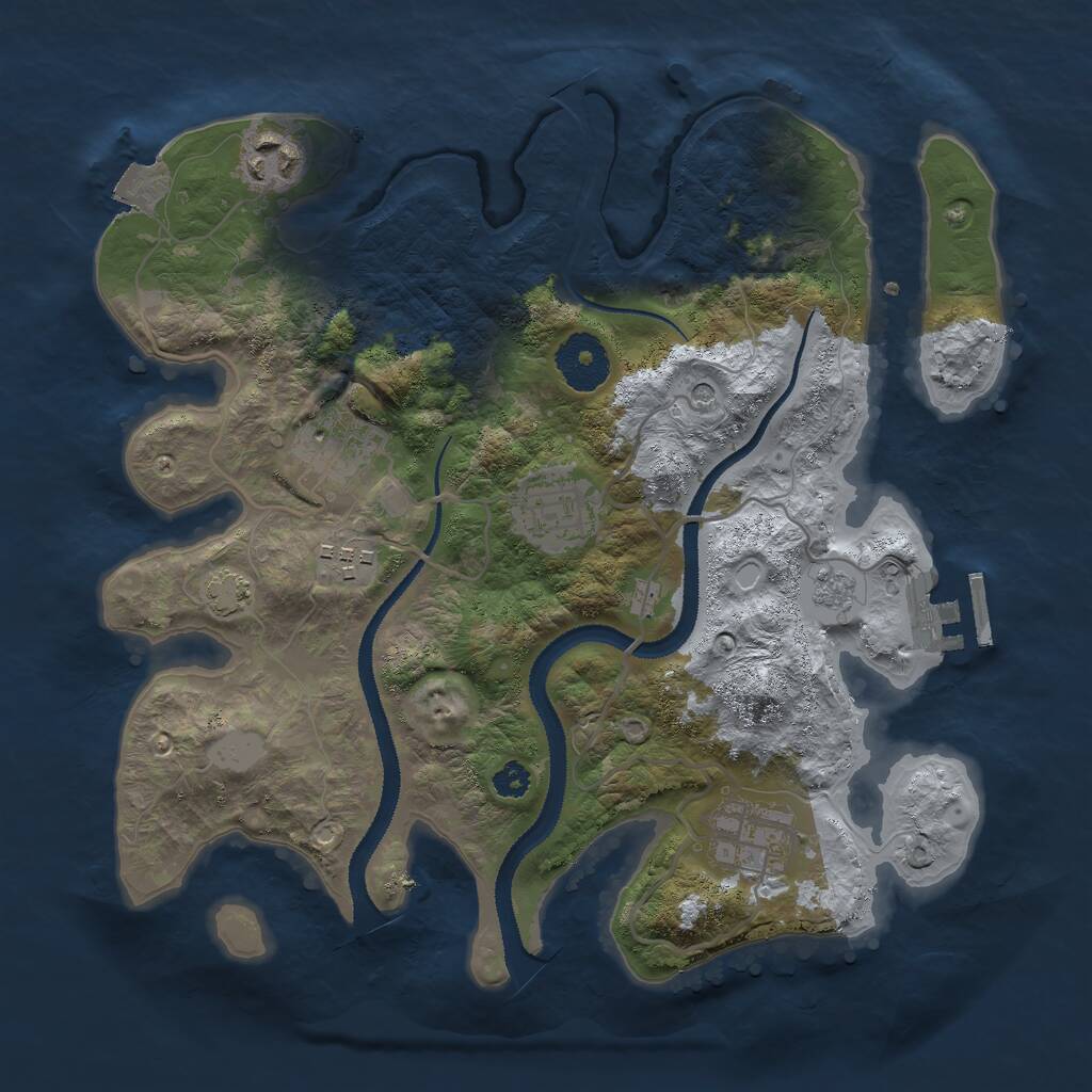 Rust Map: Procedural Map, Size: 3000, Seed: 86753091, 10 Monuments