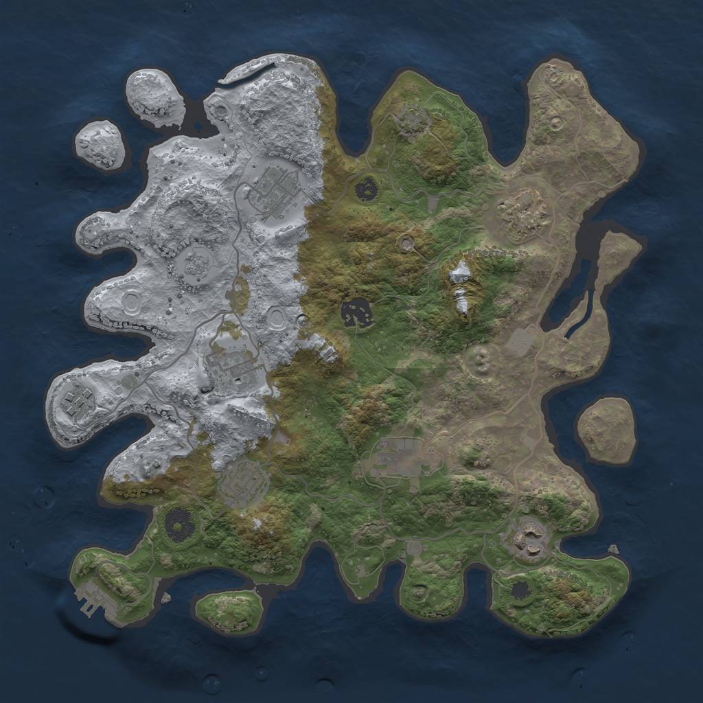 Rust Map: Procedural Map, Size: 3300, Seed: 278968998, 14 Monuments