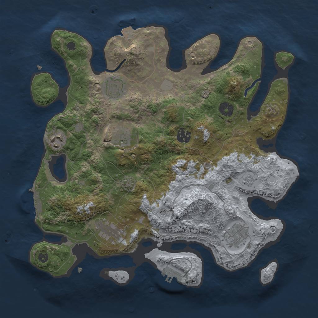 Rust Map: Procedural Map, Size: 3250, Seed: 645645, 14 Monuments