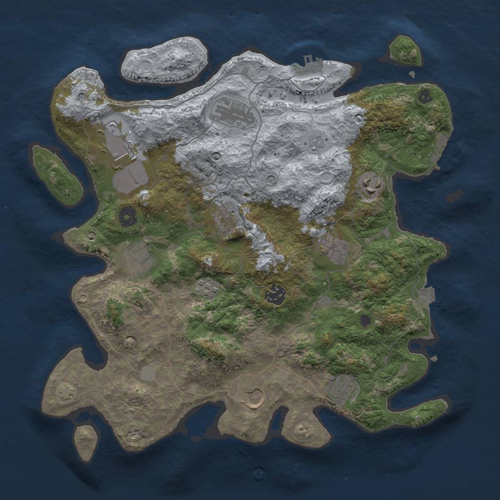 Rust Map: Procedural Map, Size: 3700, Seed: 602754938, 18 Monuments