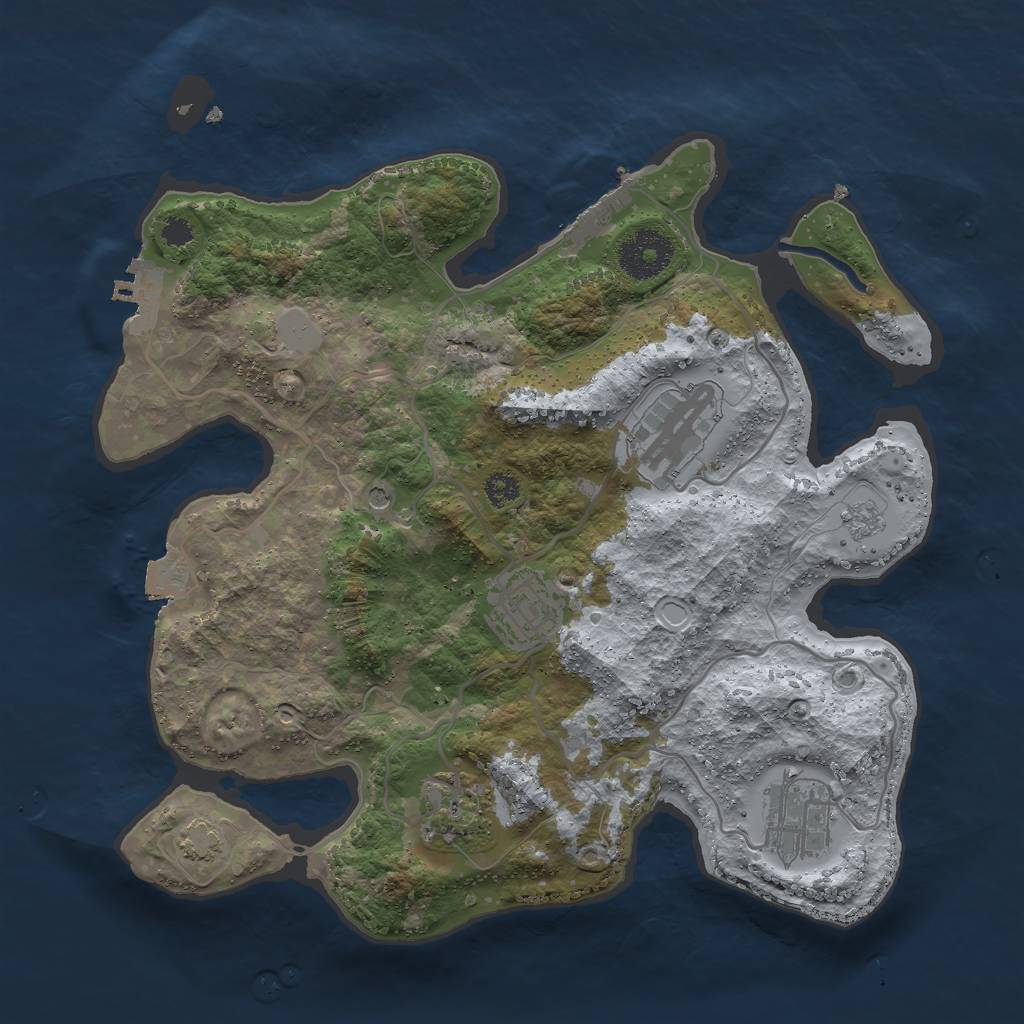 Rust Map: Procedural Map, Size: 3000, Seed: 57705056, 12 Monuments