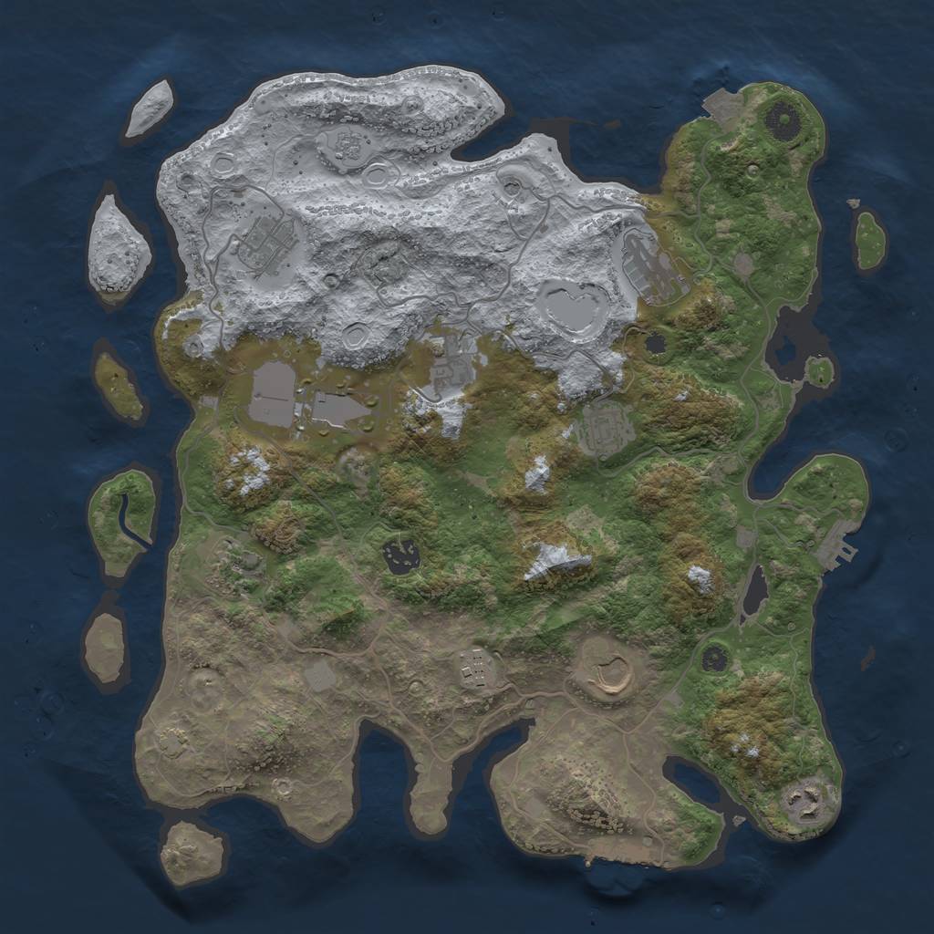 Rust Map: Procedural Map, Size: 3800, Seed: 11921406, 18 Monuments