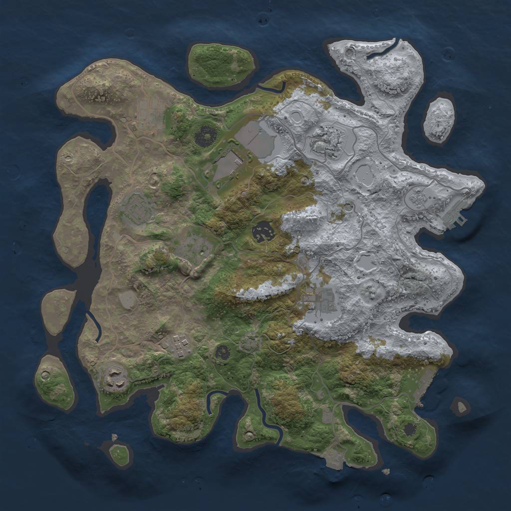 Rust Map: Procedural Map, Size: 3500, Seed: 95139024, 17 Monuments