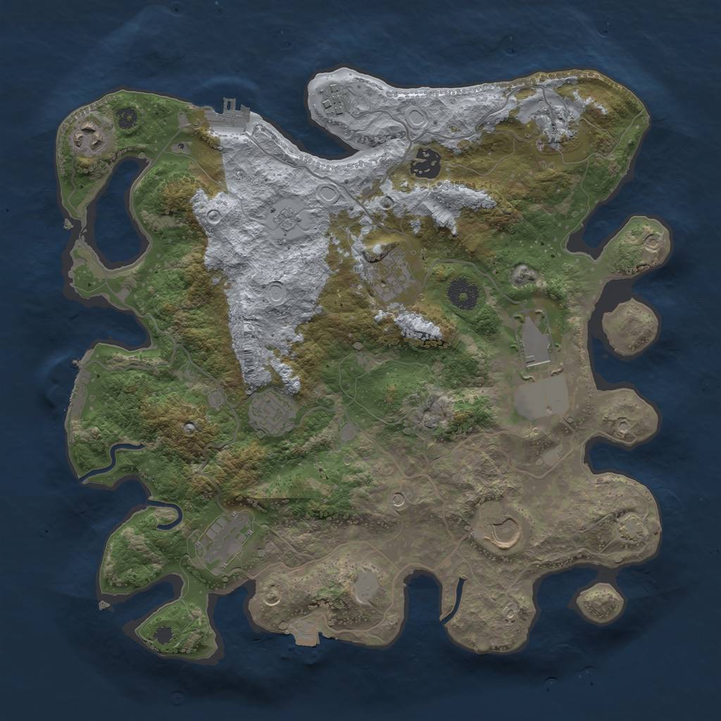 Rust Map: Procedural Map, Size: 3500, Seed: 32383473, 17 Monuments