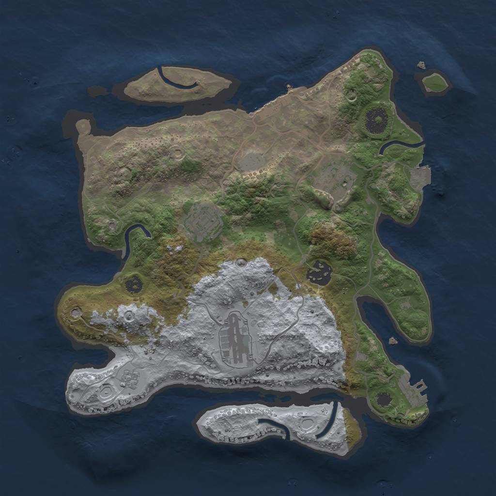 Rust Map: Procedural Map, Size: 3000, Seed: 1214178286, 10 Monuments