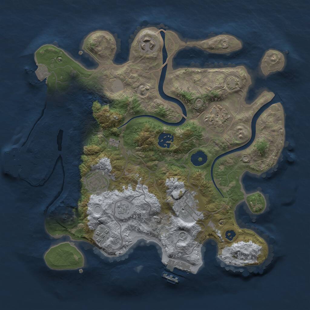 Rust Map: Procedural Map, Size: 3000, Seed: 32291, 12 Monuments