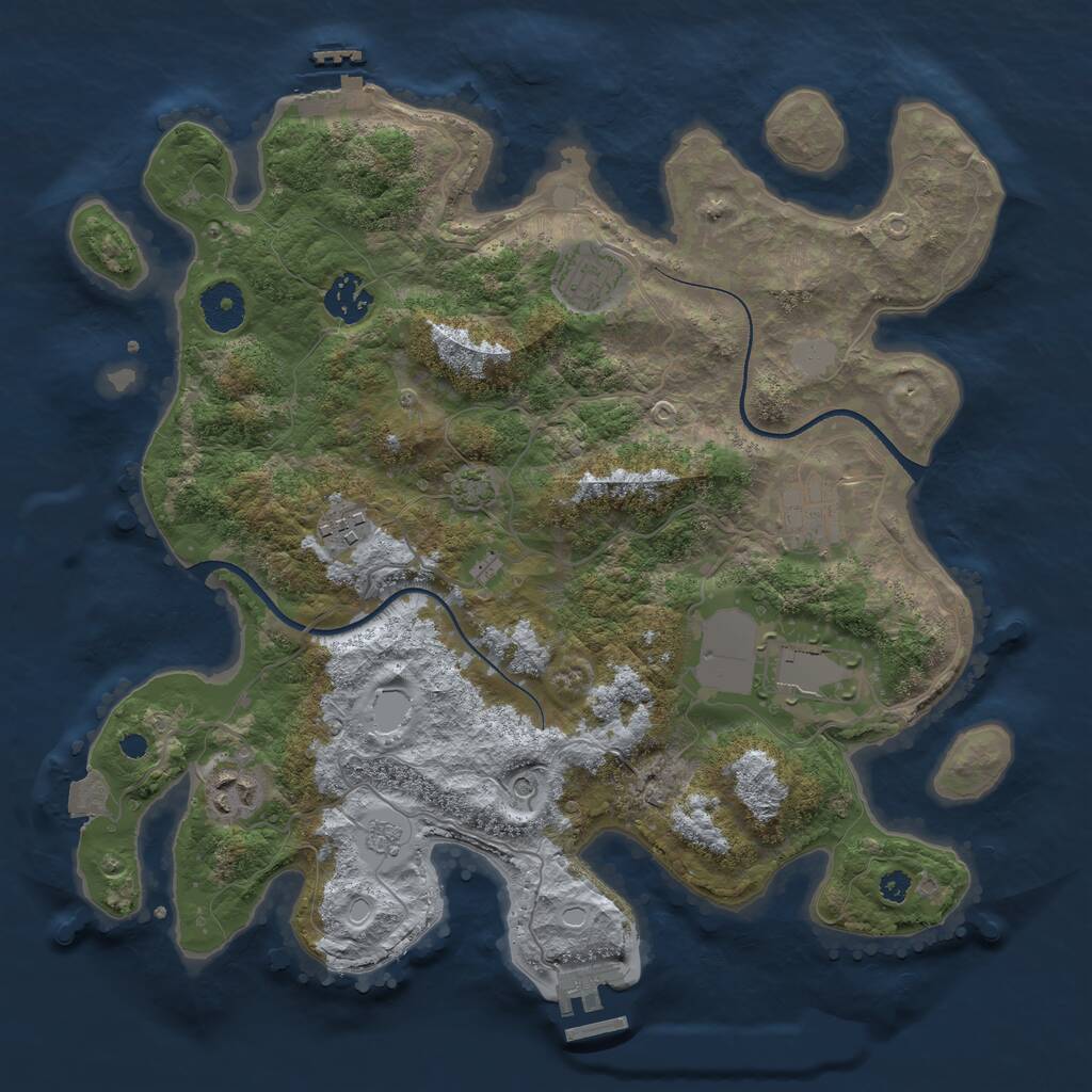 Rust Map: Procedural Map, Size: 3500, Seed: 403733031, 12 Monuments