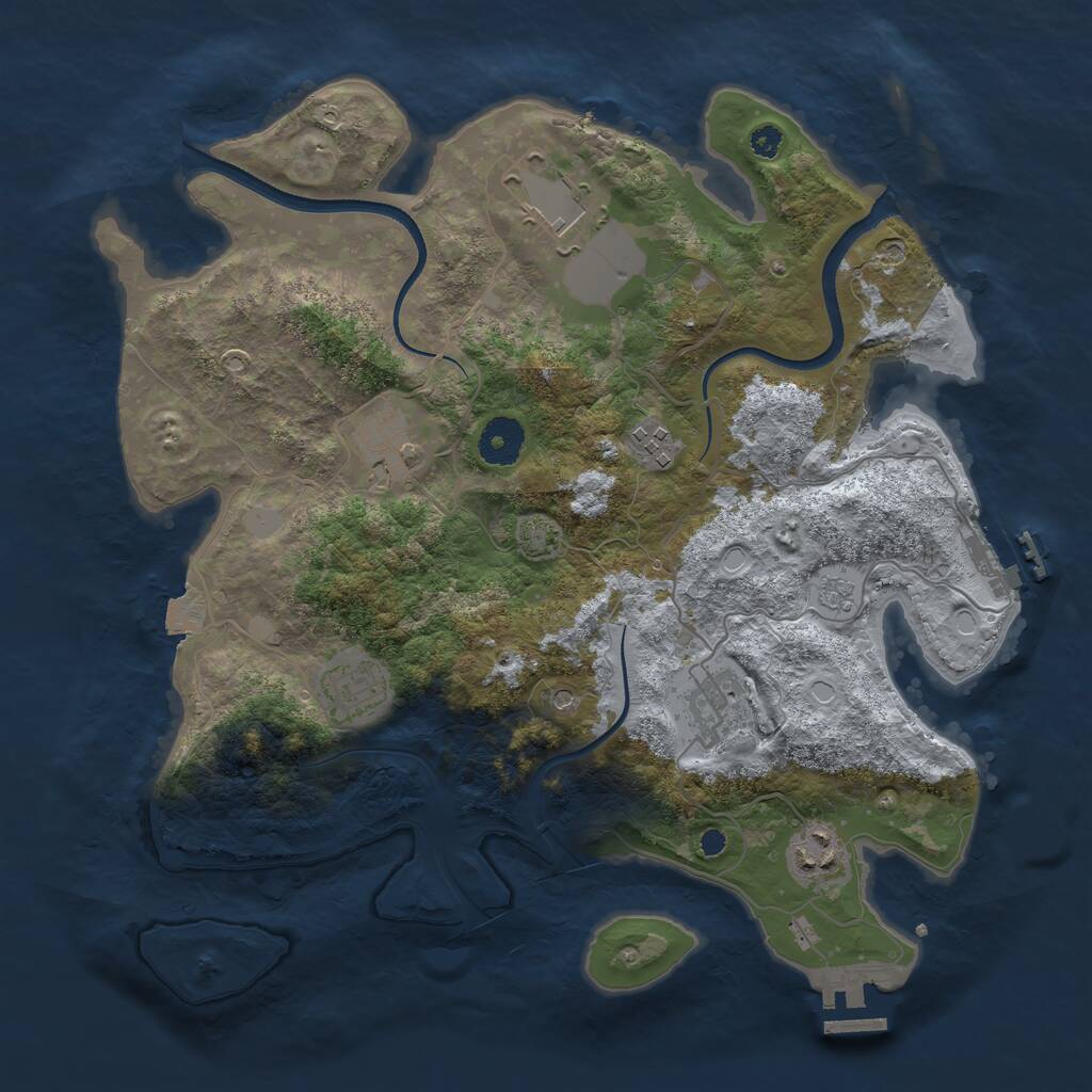 Rust Map: Procedural Map, Size: 3500, Seed: 92990224, 12 Monuments