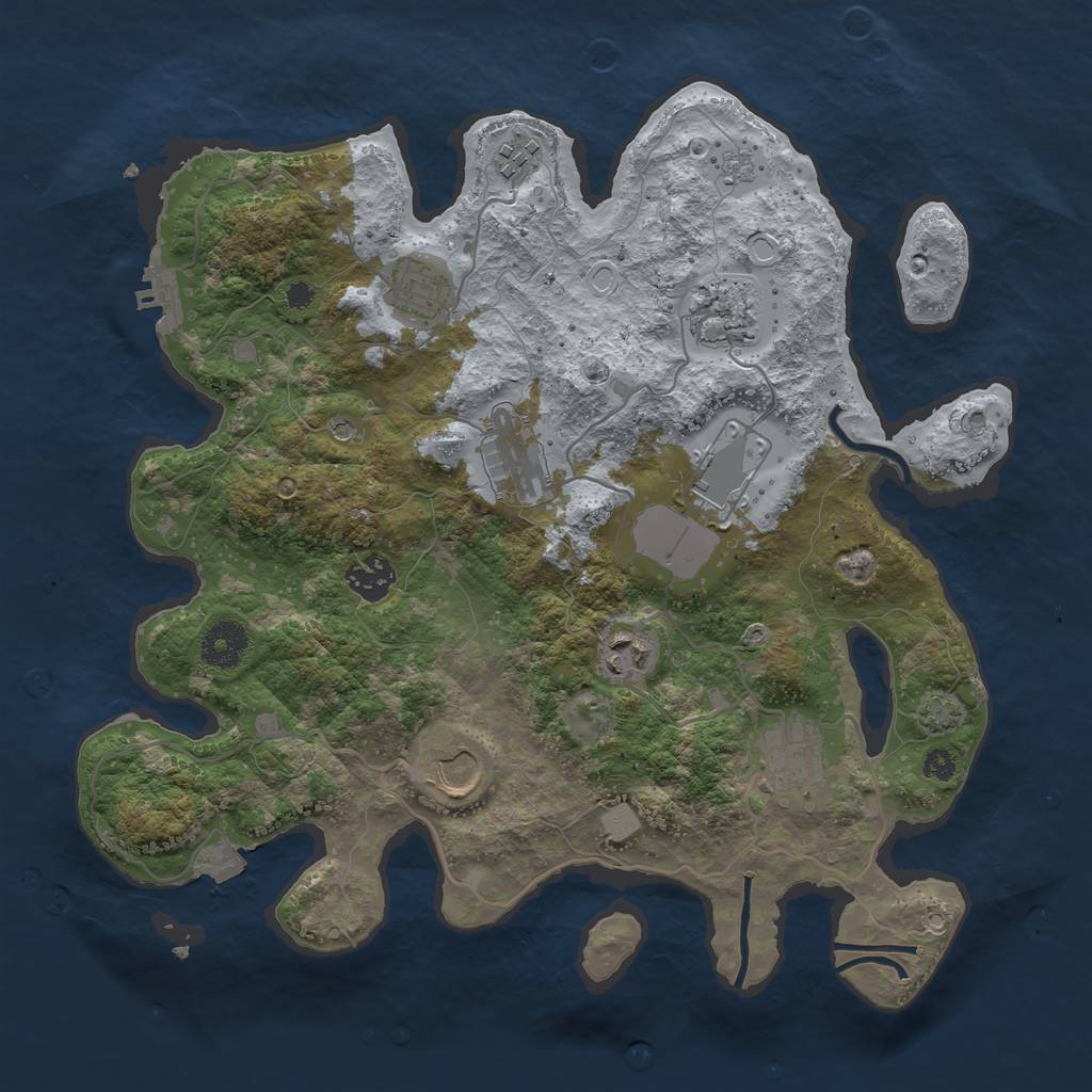 Rust Map: Procedural Map, Size: 3500, Seed: 558074871, 16 Monuments