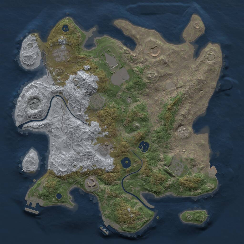 Rust Map: Procedural Map, Size: 3500, Seed: 2108689122, 15 Monuments