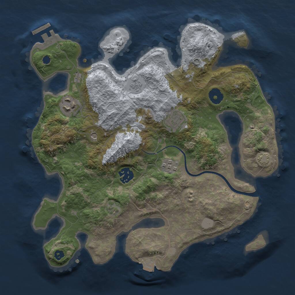Rust Map: Procedural Map, Size: 3000, Seed: 22081, 9 Monuments