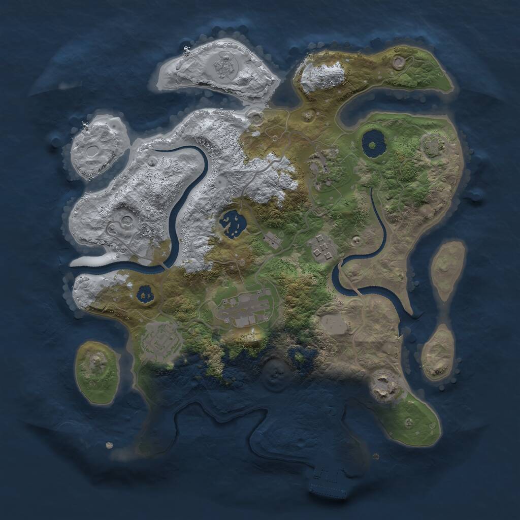 Rust Map: Procedural Map, Size: 3000, Seed: 1623428, 11 Monuments