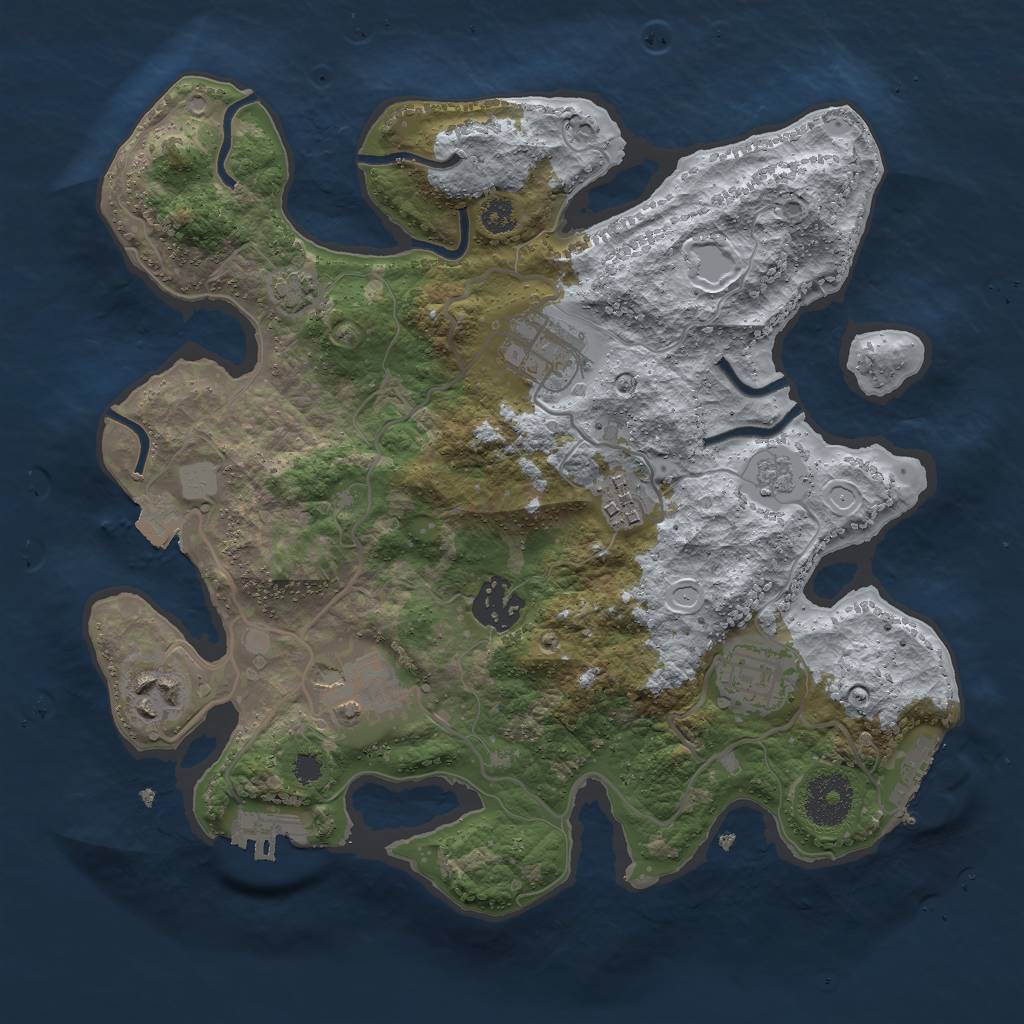 Rust Map: Procedural Map, Size: 3000, Seed: 40213, 13 Monuments