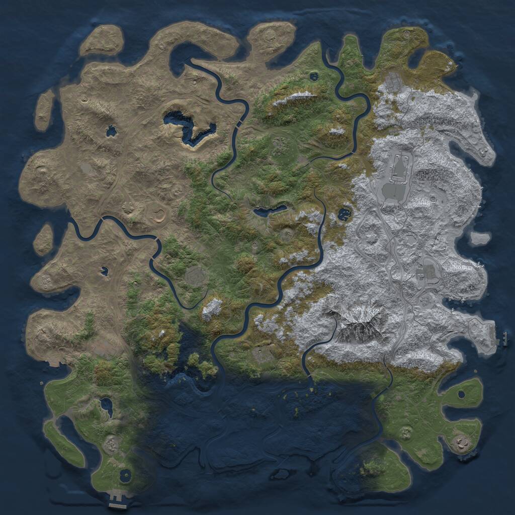 Rust Map: Procedural Map, Size: 6000, Seed: 53061525, 17 Monuments