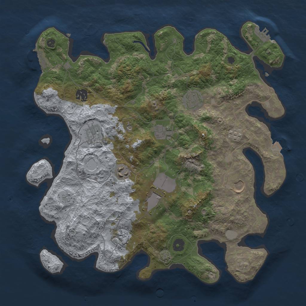 Rust Map: Procedural Map, Size: 3700, Seed: 1699446358, 17 Monuments