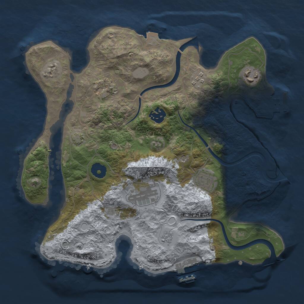 Rust Map: Procedural Map, Size: 3000, Seed: 17332, 12 Monuments