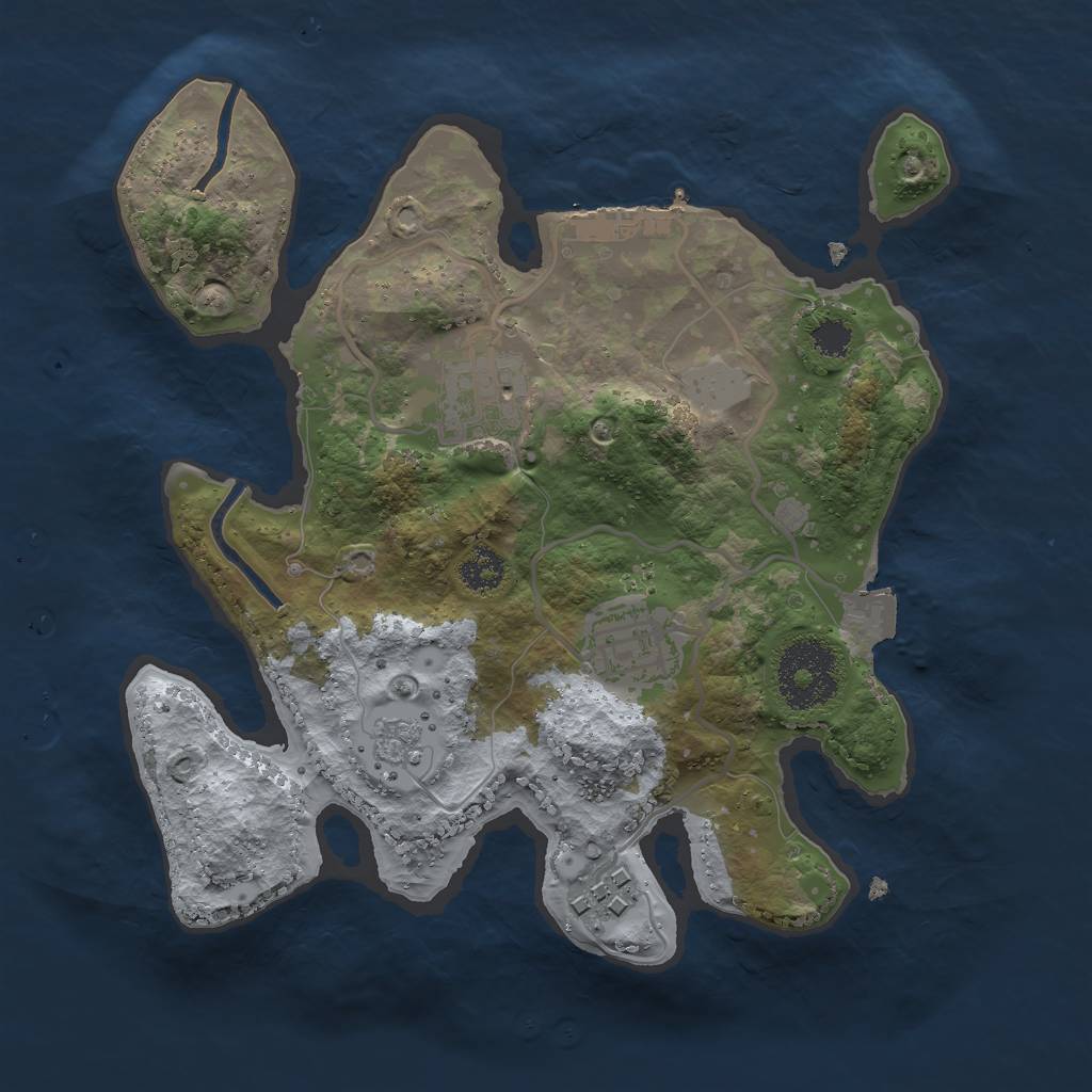 Rust Map: Procedural Map, Size: 2500, Seed: 171771762, 8 Monuments