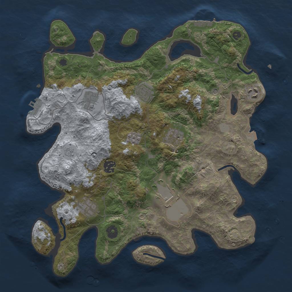 Rust Map: Procedural Map, Size: 3500, Seed: 574038556, 16 Monuments