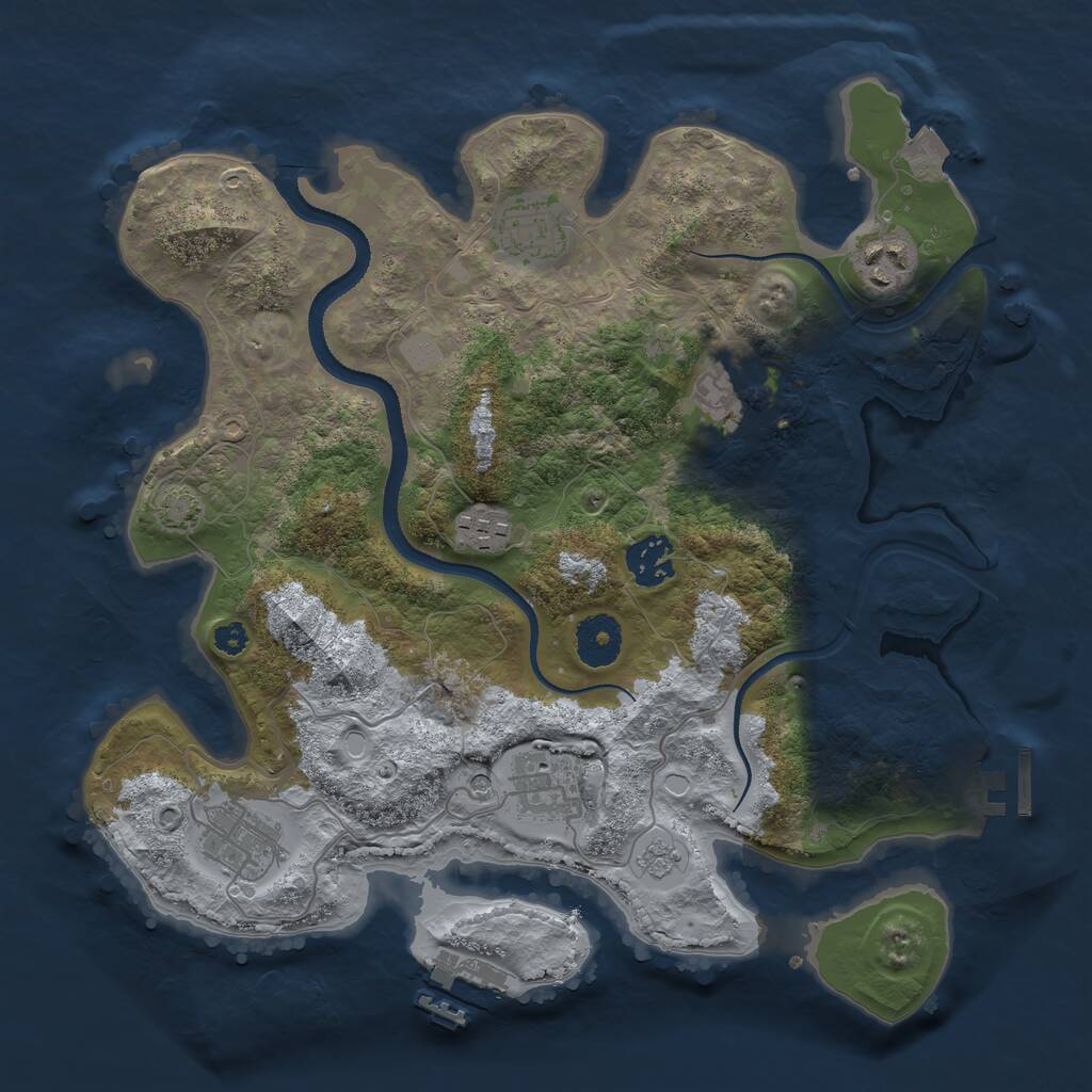 Rust Map: Procedural Map, Size: 3300, Seed: 1245993967, 13 Monuments