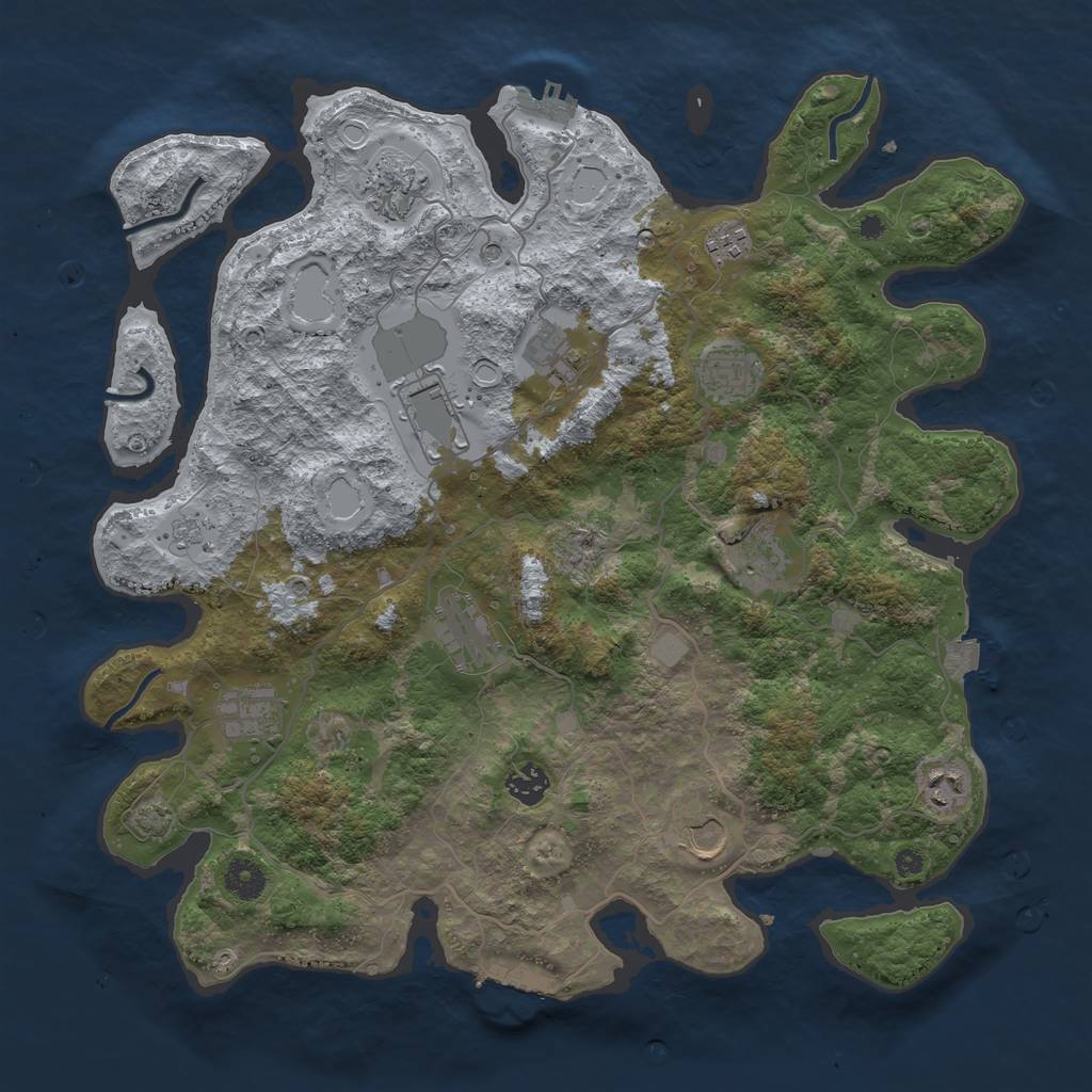 Rust Map: Procedural Map, Size: 4000, Seed: 707179933, 19 Monuments
