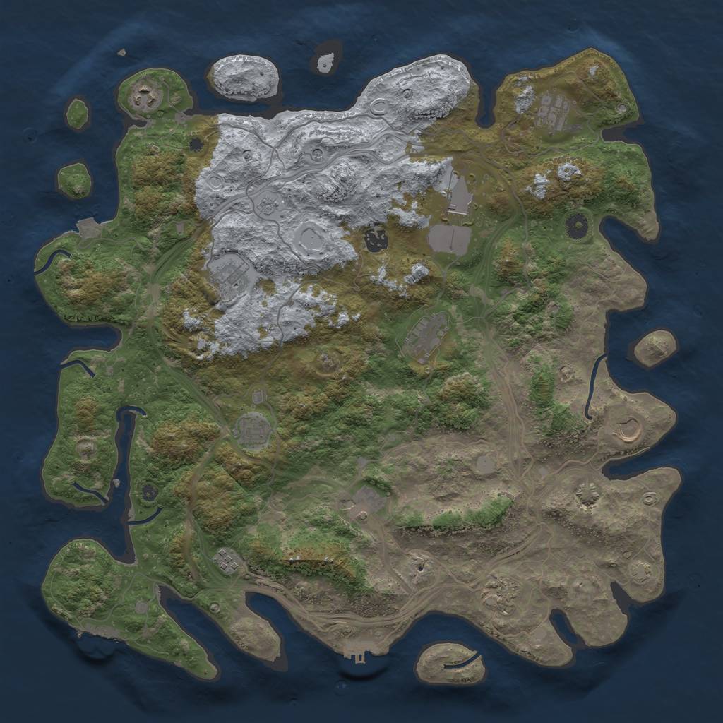 Rust Map: Procedural Map, Size: 4500, Seed: 1354893815, 19 Monuments