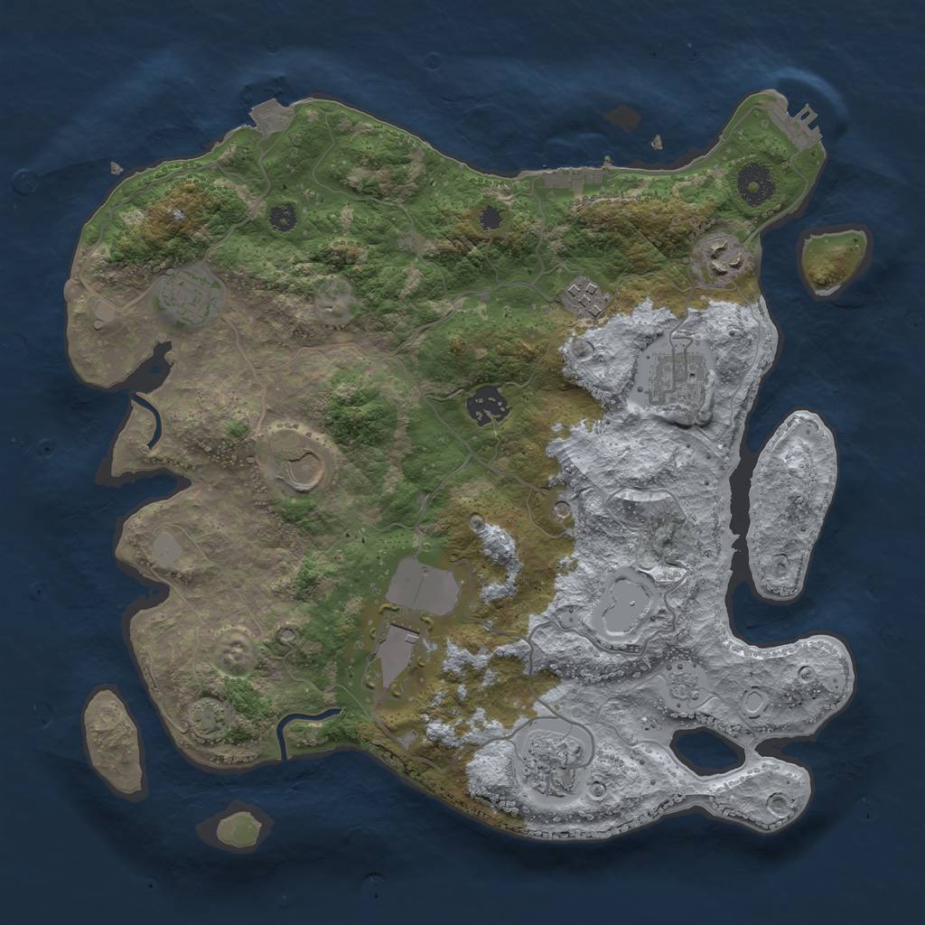 Rust Map: Procedural Map, Size: 3500, Seed: 1048121311, 16 Monuments