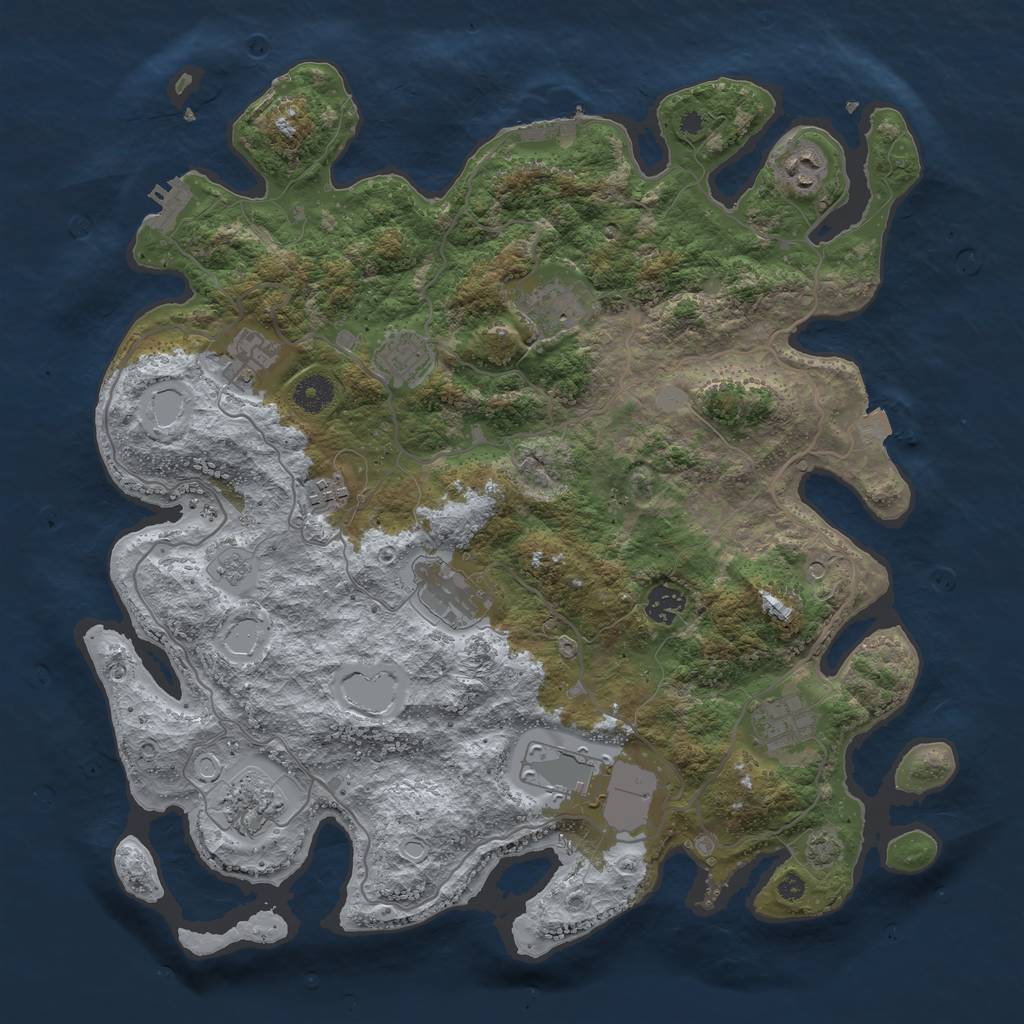 Rust Map: Procedural Map, Size: 4000, Seed: 18259, 18 Monuments