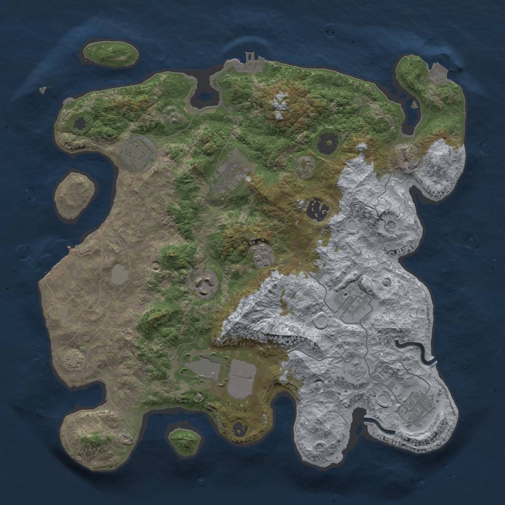 Rust Map: Procedural Map, Size: 3500, Seed: 385692497, 16 Monuments
