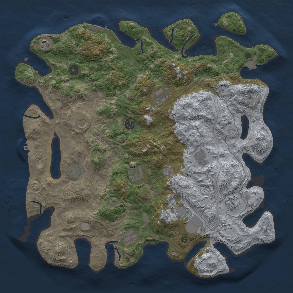 Rust Map: Procedural Map, Size: 4300, Seed: 635274, 19 Monuments