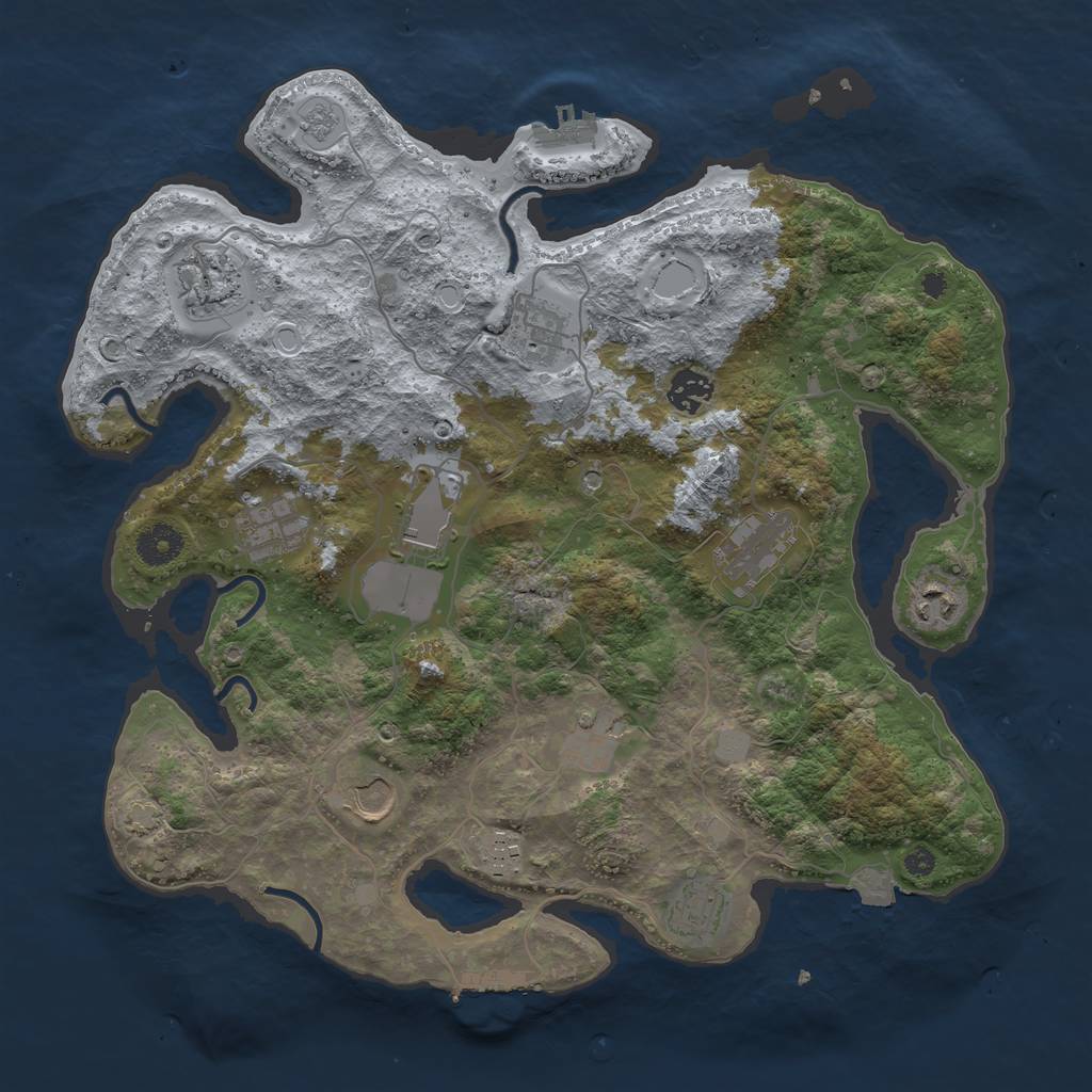 Rust Map: Procedural Map, Size: 3750, Seed: 44110373, 19 Monuments