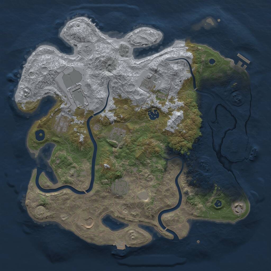 Rust Map: Procedural Map, Size: 3750, Seed: 44110373, 15 Monuments