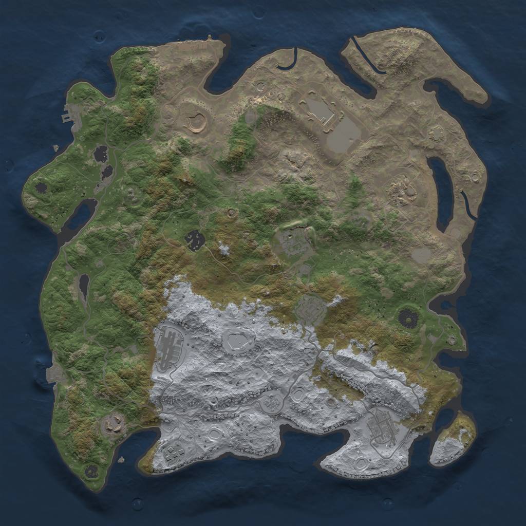 Rust Map: Procedural Map, Size: 4000, Seed: 2136723592, 18 Monuments