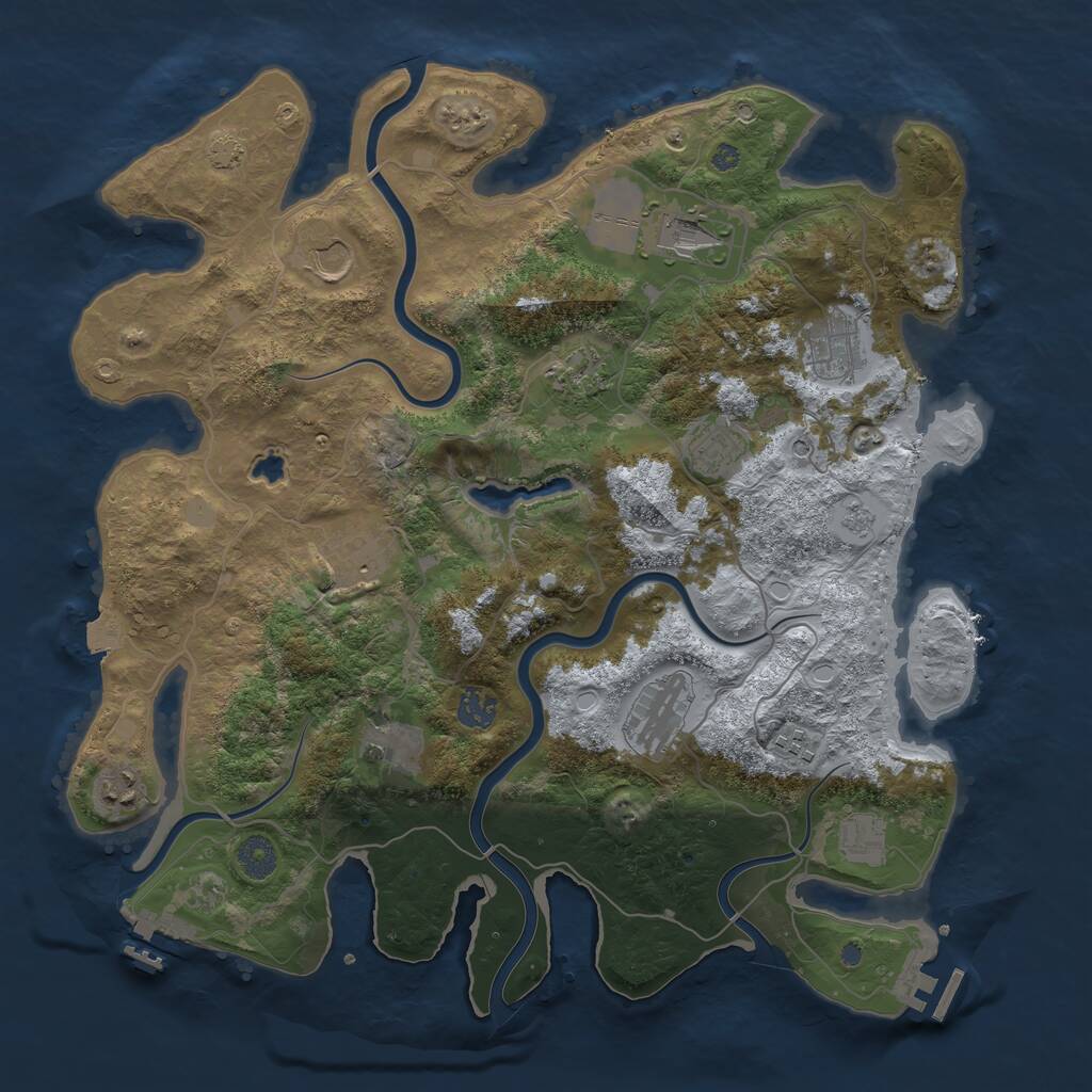 Rust Map: Procedural Map, Size: 4000, Seed: 1686951929, 17 Monuments