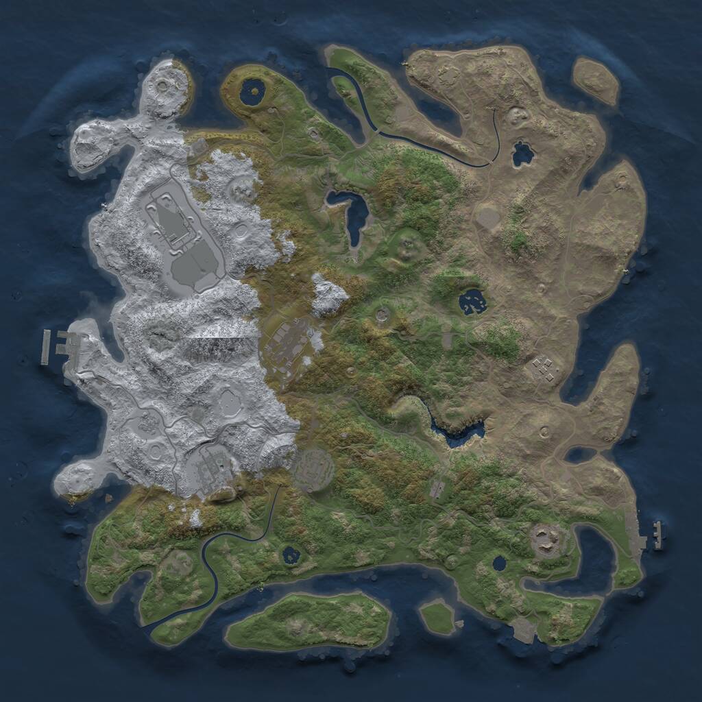Rust Map: Procedural Map, Size: 4000, Seed: 425016, 13 Monuments