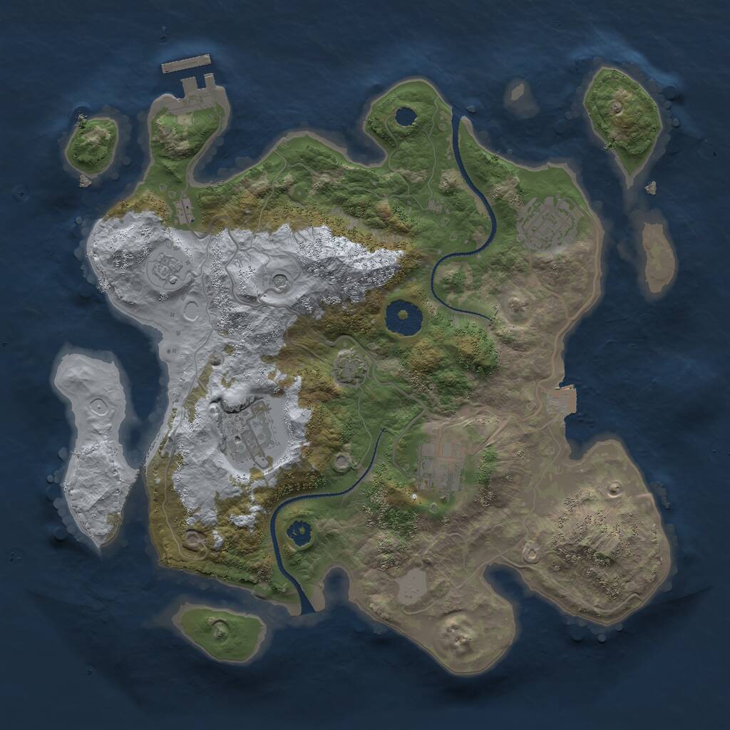 Rust Map: Procedural Map, Size: 3000, Seed: 1294075794, 8 Monuments