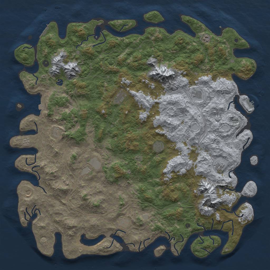 Rust Map: Procedural Map, Size: 6000, Seed: 1017103339, 19 Monuments