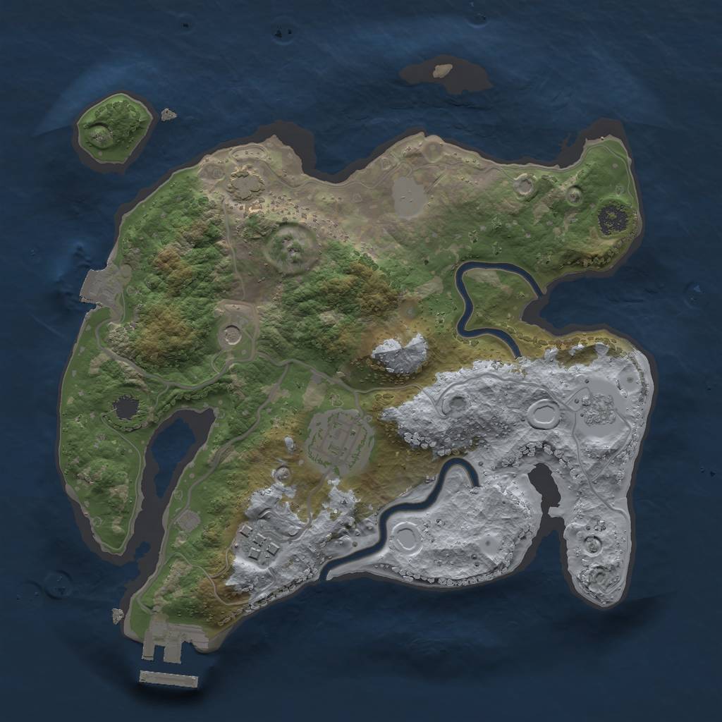Rust Map: Procedural Map, Size: 2500, Seed: 6548, 9 Monuments