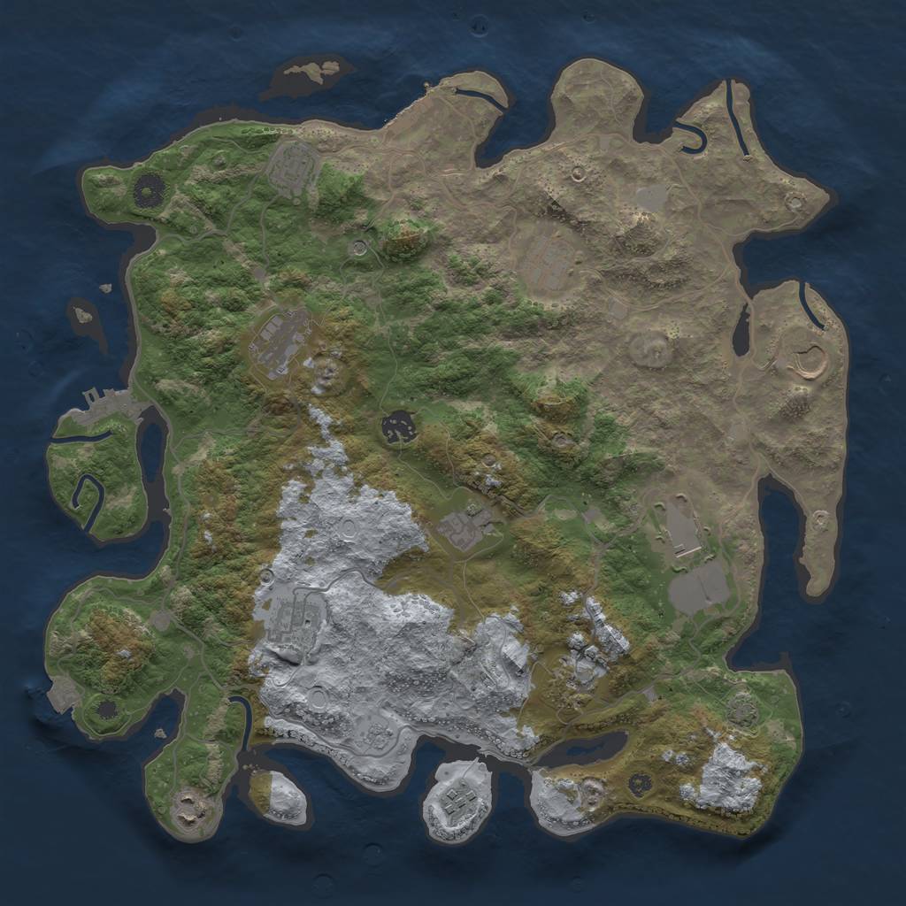 Rust Map: Procedural Map, Size: 4000, Seed: 543625, 19 Monuments