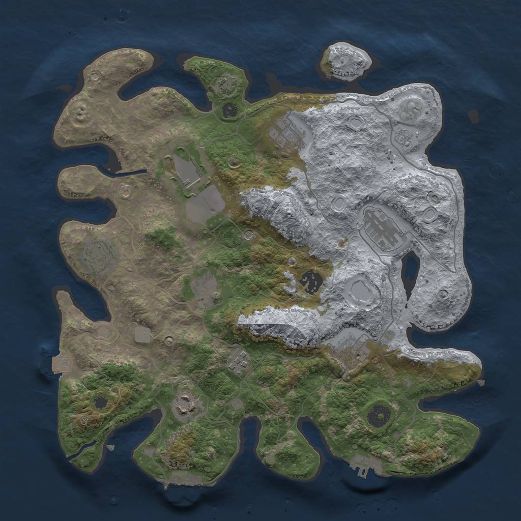 Rust Map: Procedural Map, Size: 3500, Seed: 1139550210, 17 Monuments